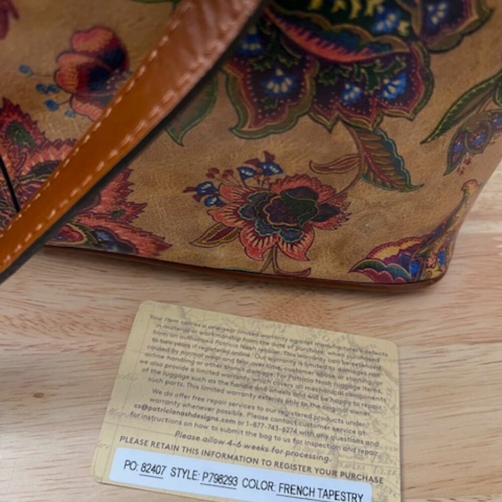 Patricia Nash Larone Shoulder Bag *New* Tan Floral French Tapestry Design - Picture 9 of 11